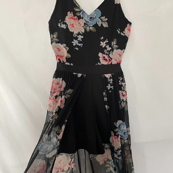 J for Justify, maxi romper with short, floral sheer, backless, size S - Picture 3 of 8